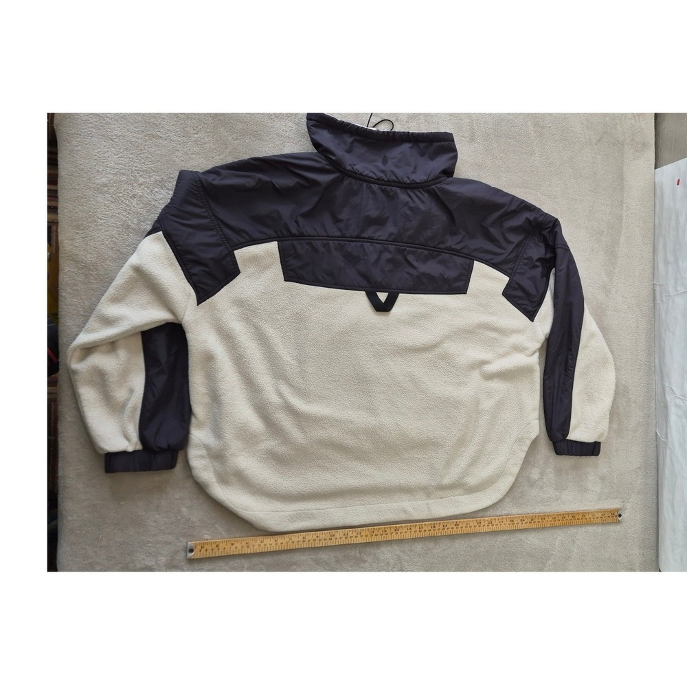 FP Movement Hit Slopes Fleece Pullover Womens XL Cream Black Colorblock Recycled - Picture 2 of 11